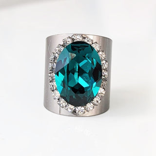 Sydney Ring in Gunmetal Emerald