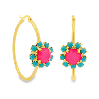 Mini Bianca Hoops in Ultra Fuchsia White Opal