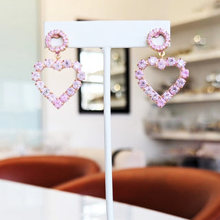 Heart Pink Patina Earrings