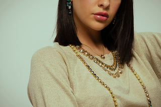 Delaney Necklace in Dark Aqua Champagne