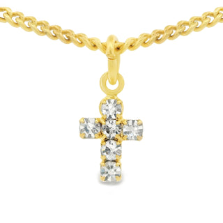 Single Mini Cross Necklace in Clear