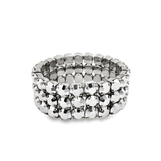 Olivia 3 Strand Stretch Bracelet in Chrome