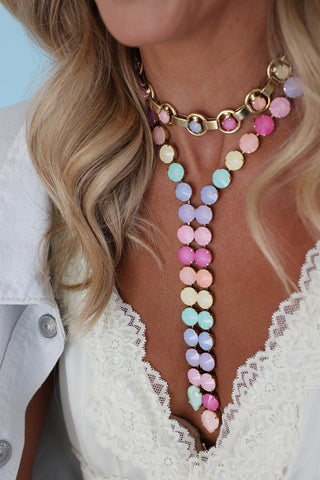 Link Necklace in White Opal Ultra Multi