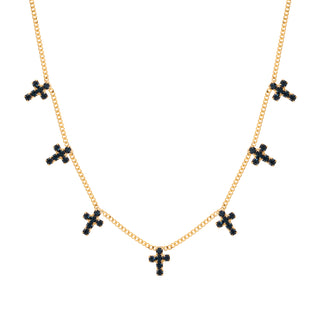 Multi Cross Necklace in Jet
