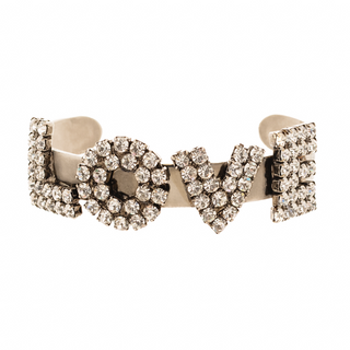 Mini LA LA LOVE Cuff in Antique Silver / Clear