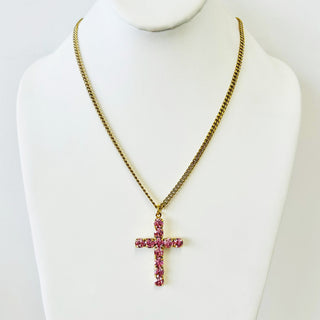 Cross Necklace in Light Rose Glimmer