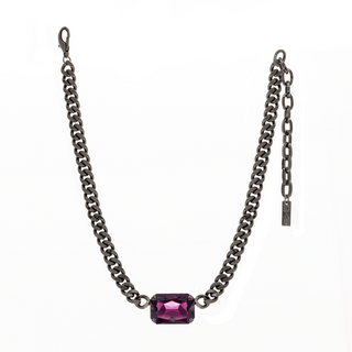 Darcy Necklace in Gunmetal / Amethyst
