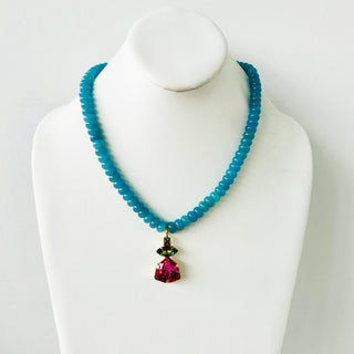 Dumas Necklace in Blue / Crystal Rose "One of a Kind"