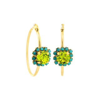 Mini Bianca Hoops in Turquoise & Citrus Lime