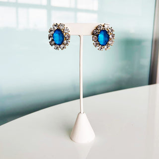 Edith Oval Studs in Antique Gold / Electric Blue