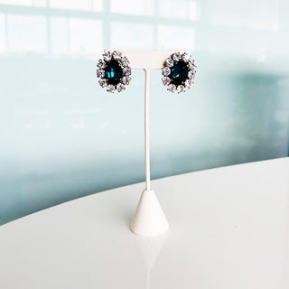 Edith Oval Studs in Antique Silver / Indicolite