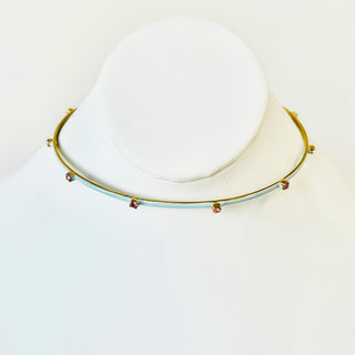 Everly Choker in Light Blue / Light Rose