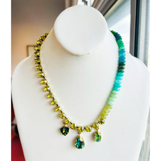 Glitterbelle Necklace in Greens "One of a Kind"