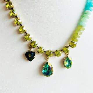 Glitterbelle Necklace in Greens "One of a Kind"