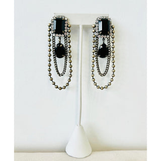 Gwenna Earrings in Antique Silver / Jet