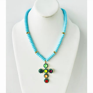 Madonna Necklace in Light Blue