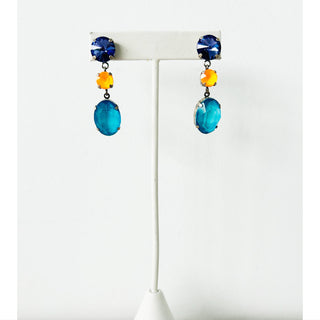 Medora Earrings in Antique Silver / Electric Blue