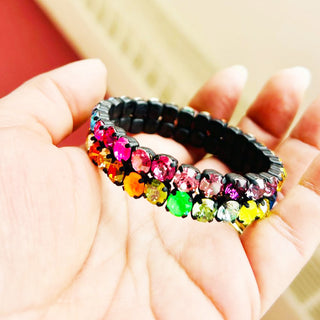 Olivia 2 Strand Stretched Bracelet in Smutt / Multi