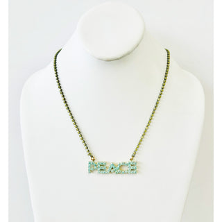 Peace Necklace in Mint Patina