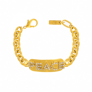 Peace ID Bracelet in Antique Gold