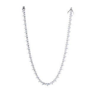 Tennis Necklace in Silver Hearts