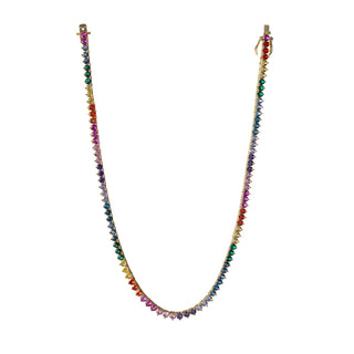 Tennis Necklace in Gold / Multi I