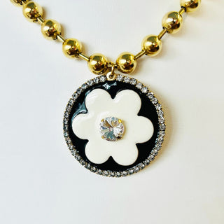 Toshka Necklace in Clear / Black & White Enamel