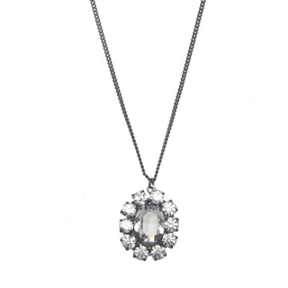 Edith Oval Pendant Necklace in Gunmetal