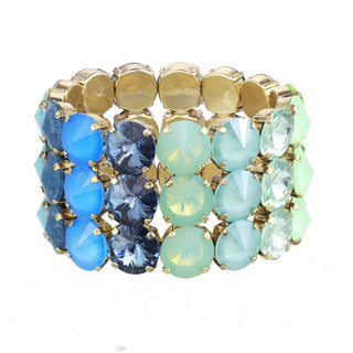 Bracelet extensible Drea 3 rangées en dégradé bleu/vert
