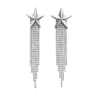 Antique Silver Star fringe Earrings